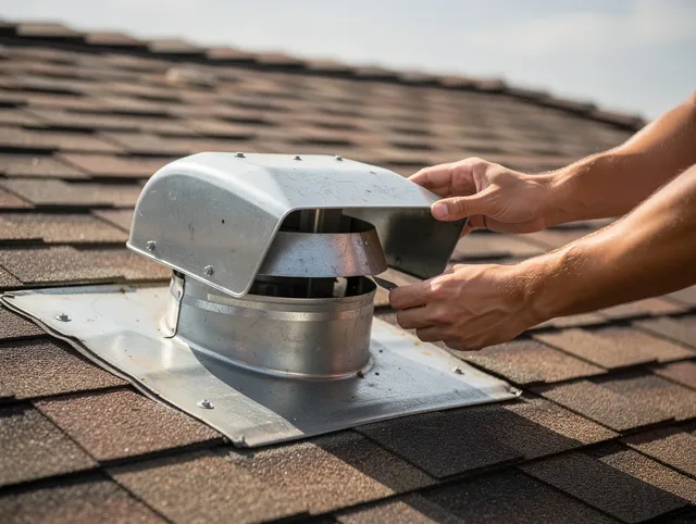 Los Angeles Dryer Vent Cleaning certified technician safely cleaning a roof-mounted dryer vent in Los Angeles