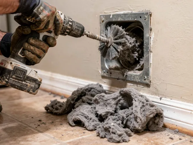 Certified Los Angeles Dryer Vent Cleaning technician performing dryer vent cleaning in Los Angeles